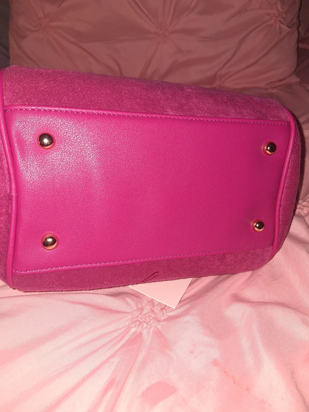 EXCLUSIVE Juicy Couture Pink Velvet Dome Satchel with Heart Charm